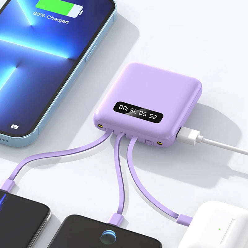 Vierkante Power Bank met sleutelkoord