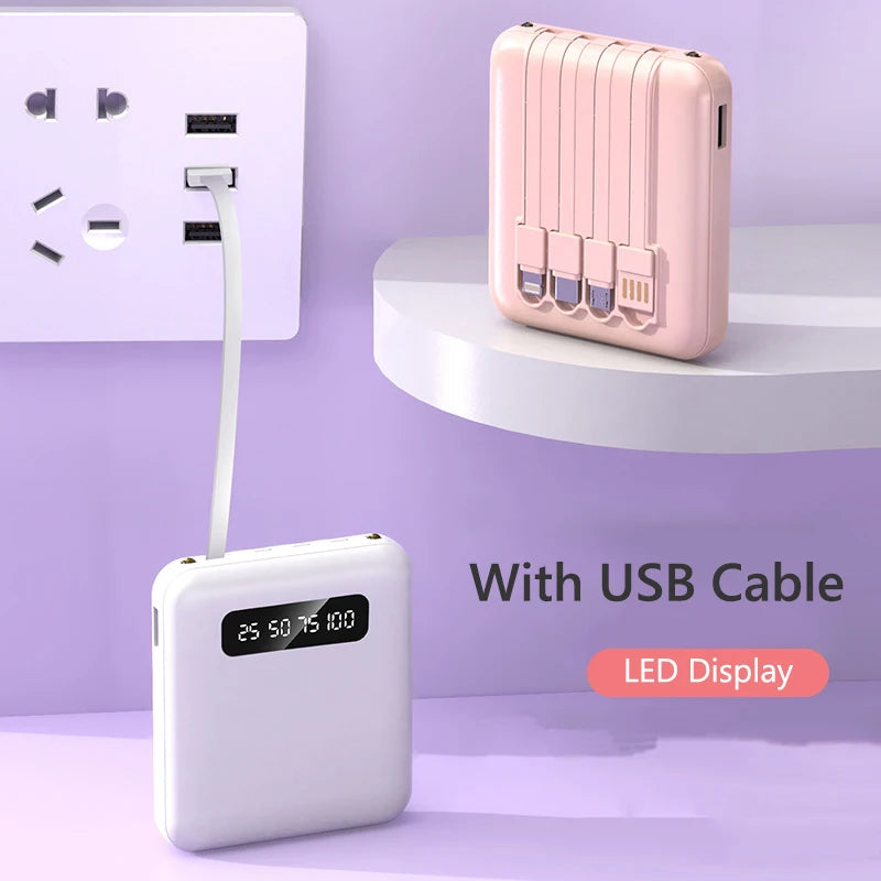 Vierkante Power Bank met sleutelkoord