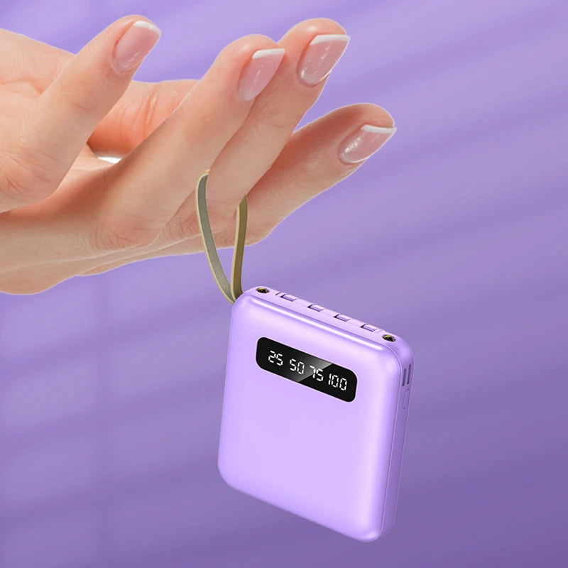 Vierkante Power Bank met sleutelkoord