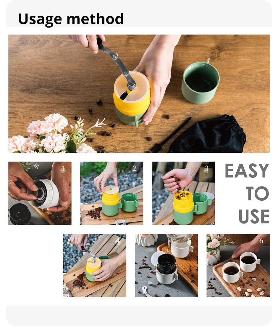 3-in-1 Handmatige Koffiemolen – Draagbaar & Professioneel