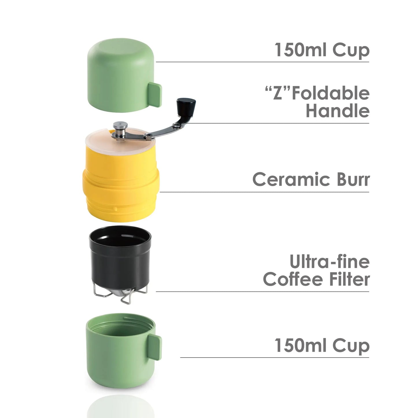 3-in-1 Handmatige Koffiemolen – Draagbaar & Professioneel