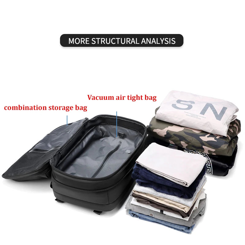 Heren Reisrugzak met Compressiefunctie – Waterdicht & Stijlvol