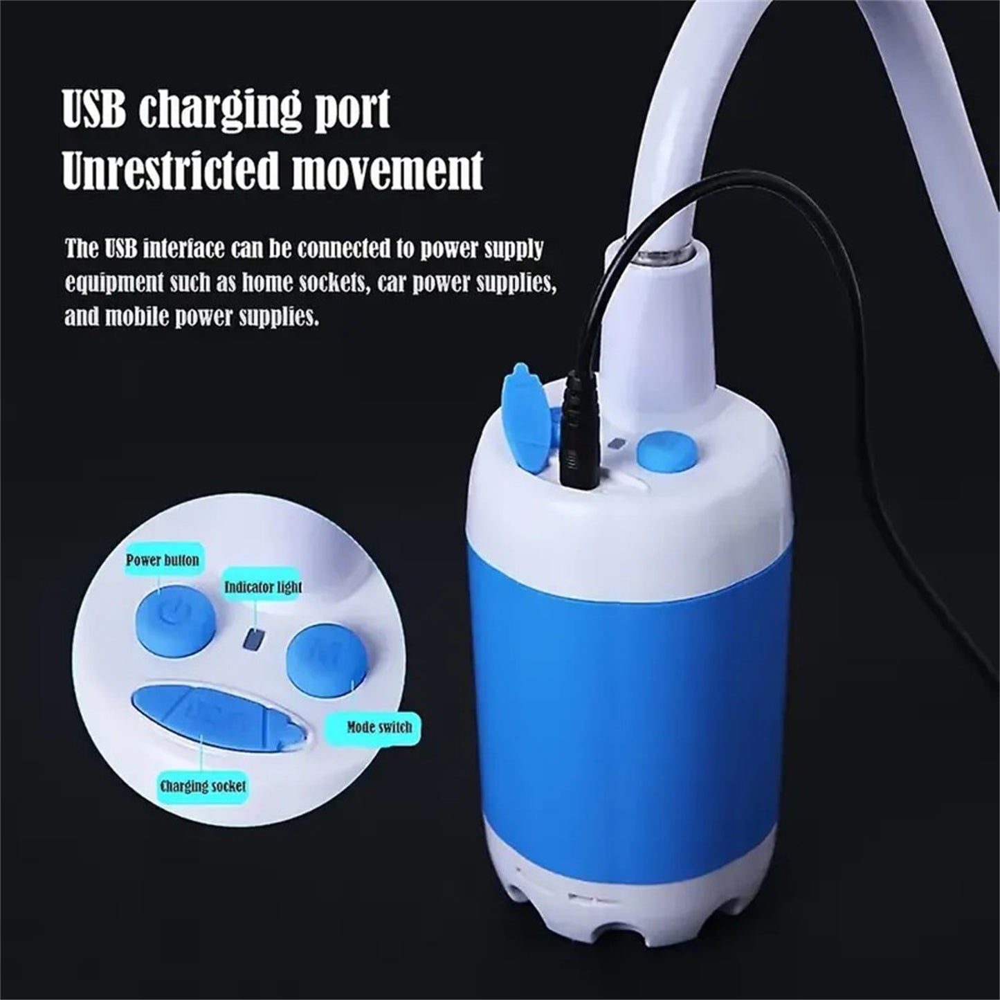 Outdoor Camping Dusche Tragbare Elektrische Dusche Gadgets Wasserdicht 5000mAh Wiederaufladbare Batterie Powered Für Wandern Reisen