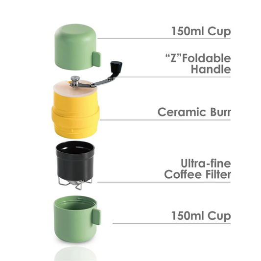 3-in-1-Hand-Kaffeemühle mit Filter