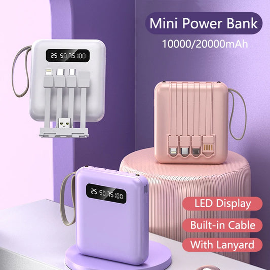 Vierkante Power Bank met sleutelkoord